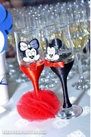 Pahare botez pictate si ornate manual Mickey și Minnie Mouse