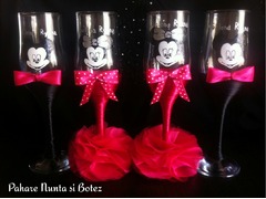 Pahare botez pictate si ornate manual Mickey și Minnie Mouse - Image 4/5